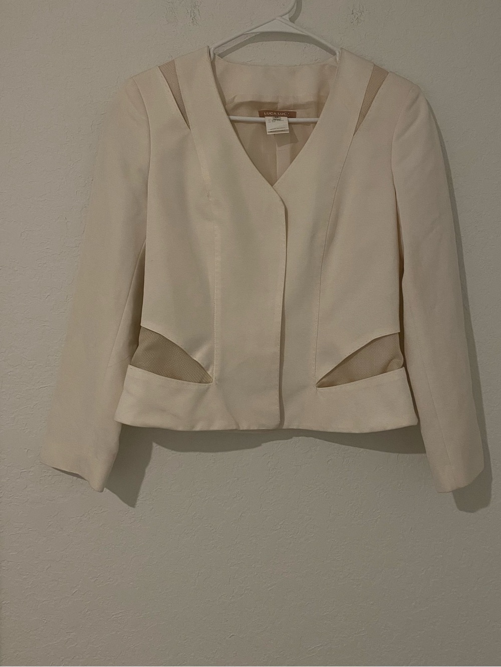 Luca Luca , Cream V-Neck Tailored Blazer